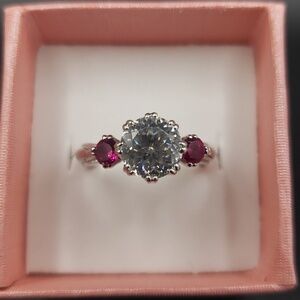 Tacori For Diamonique CZ with Rubies Sterling Silver Ring